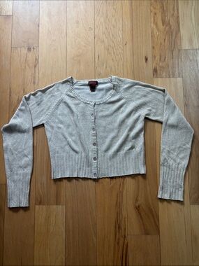 Fetching silk, cashmere and metallic thread cardigan. Size L.